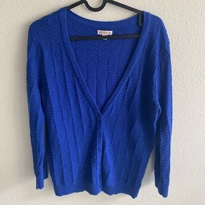 Royal Blue Cable Knit Cardigan Sweater